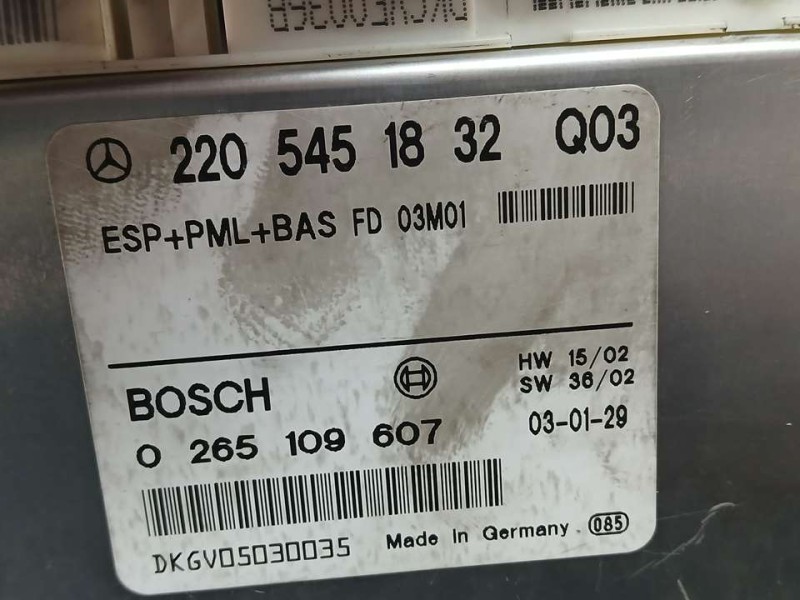 Recambio de centralita abs para mercedes-benz clase s (w220) berlina 500 (220.075) referencia OEM IAM 2205451832 0265109607 BSCH