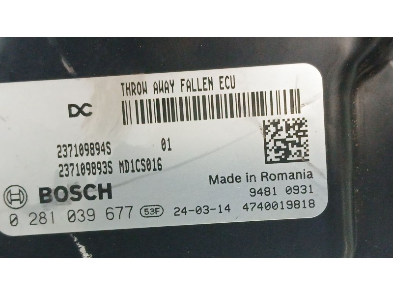 Recambio de centralita motor uce para renault express advance referencia OEM IAM 237109894S BOSCH 0281039677