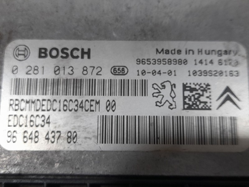 Recambio de centralita motor uce para citroën c3 picasso sx referencia OEM IAM 9664843780 0281013872 BOSCH