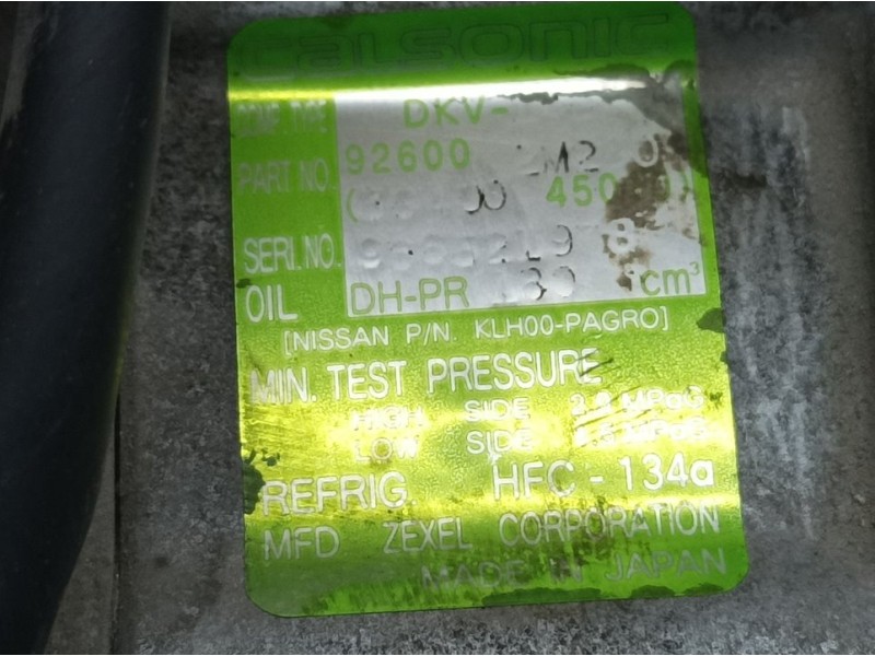 Recambio de compresor aire acondicionado para nissan almera (n15) gx referencia OEM IAM 95600  CALSONIC