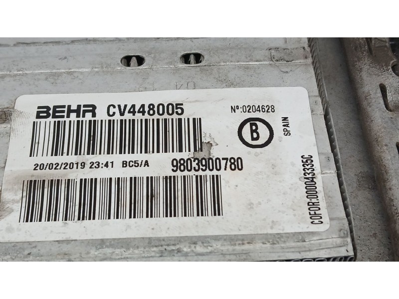 Recambio de intercooler para peugeot 2008 i (cu_) 1.5 bluehdi 100 referencia OEM IAM 9803900780 BEHR CV448005