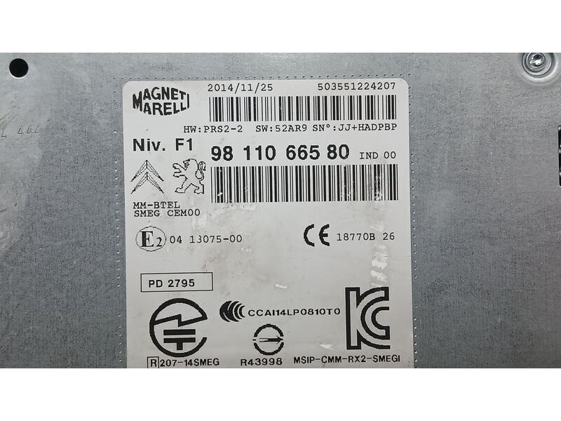 Recambio de sistema audio / radio para peugeot 208 i (ca_, cc_) 1.6 hdi referencia OEM IAM 9811066580 MAGNETI MARELLI 2035512242