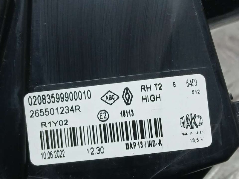 Recambio de piloto trasero derecho para renault captur ii equilibre referencia OEM IAM 265501234R 02083599900010 INTERIOR MAKO