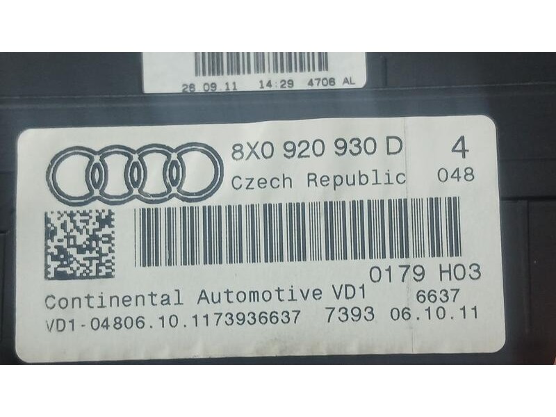 Recambio de cuadro instrumentos para audi a1 (8x) attraction referencia OEM IAM 8X0920930D CONTINENTAL A2C30105700