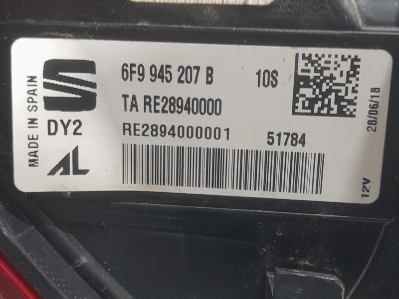 Recambio de piloto trasero izquierdo exterior para seat arona (kj7, kjp) 1.0 tsi referencia OEM IAM 6F9945207B TARE28940000 AL
