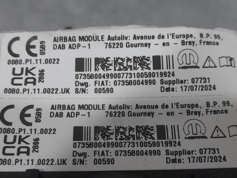 Recambio de airbag delantero izquierdo para fiat panda (312_, 319_) 1.0 mild hybrid (312.pyd1b) referencia OEM IAM 07358004990  