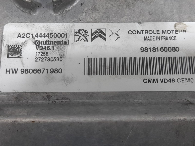 Recambio de centralita motor uce para peugeot 308 ii (lb_, lp_, lw_, lh_, l3_) 1.2 thp 110 referencia OEM IAM 9818160080 HW98066