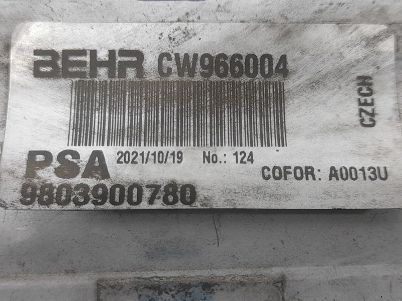 Recambio de intercooler para citroën c3 iii (sx) 1.5 bluehdi 100 (sxyhyp, sxyhtu) referencia OEM IAM 9803900780 CW966004 BEHR
