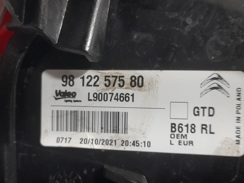 Recambio de piloto trasero izquierdo para citroën c3 iii (sx) 1.5 bluehdi 100 (sxyhyp, sxyhtu) referencia OEM IAM 9812257580  