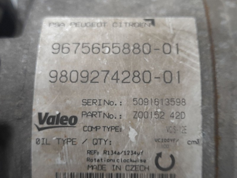 Recambio de compresor aire acondicionado para peugeot 308 sw style referencia OEM IAM 9809274280 5091613598 VALEO