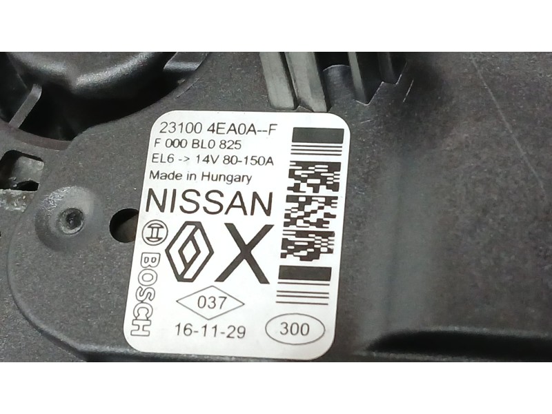 Recambio de alternador para nissan pulsar hatchback (c13) 1.5 dci referencia OEM IAM 231004EA0A BOSCH F000BL0825