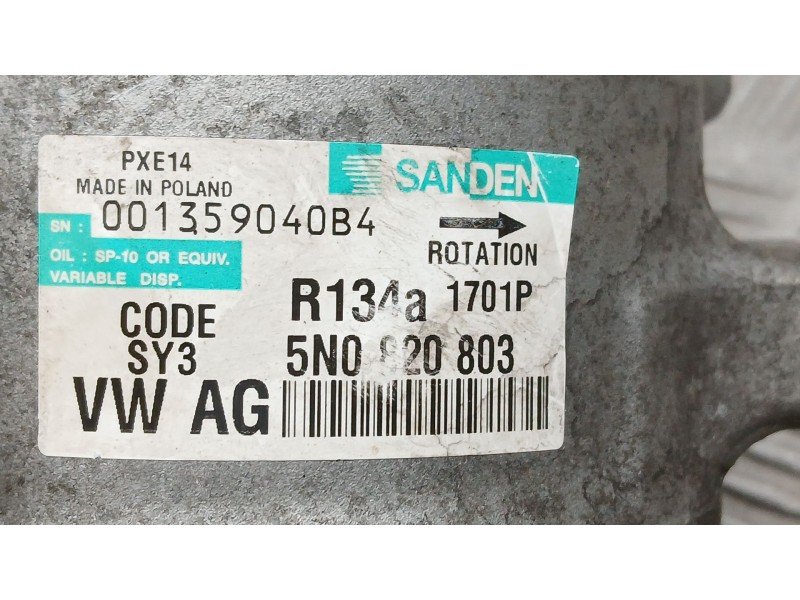 Recambio de compresor aire acondicionado para audi a3 (8p1) 1.6 tdi referencia OEM IAM 5N0820803 SANDEN 1701P PXE14