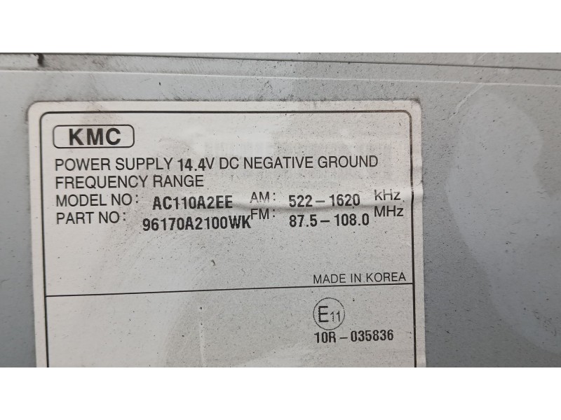 Recambio de sistema audio / radio cd para kia cee´d (jd) 1.6 crdi 110 referencia OEM IAM 96170A2100WK  AC110A2EE