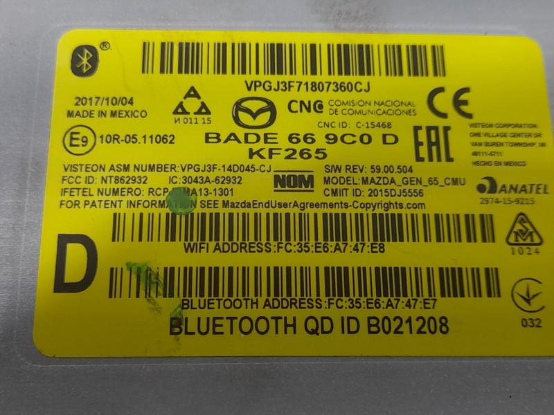 Recambio de sistema navegacion gps para mazda 2 lim. () origin referencia OEM IAM D23N611J0  