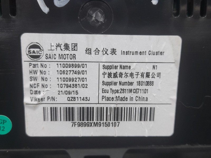 Recambio de cuadro instrumentos para mg zs 1.5 vti referencia OEM IAM 10794381 QZB1143J 