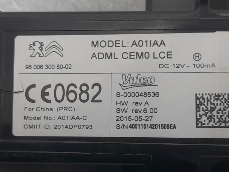Recambio de conmutador de arranque para citroën c4 picasso ii 1.6 bluehdi 120 referencia OEM IAM 980063008002 S000048536 valeo