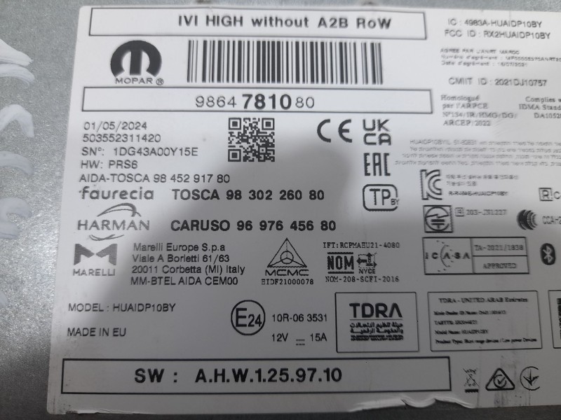 Recambio de sistema audio / radio para opel corsa f (p2jo) 1.2 (68) referencia OEM IAM 9864781080  