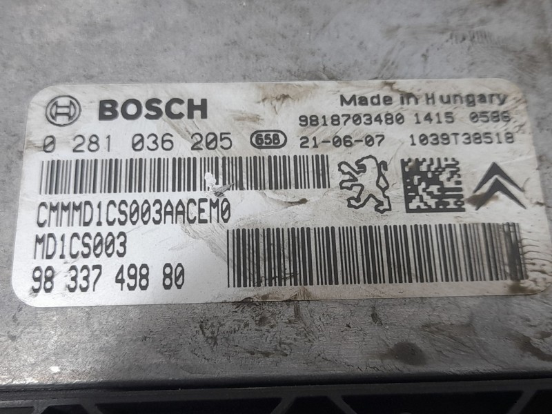 Recambio de centralita motor uce para peugeot partner furgoneta/monovolumen (k9) 1.5 bluehdi 100 referencia OEM IAM 9833749880 0