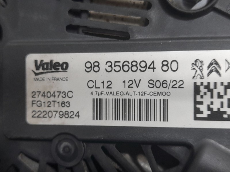 Recambio de alternador para opel corsa f edition referencia OEM IAM 9835689480 2740473C valeo