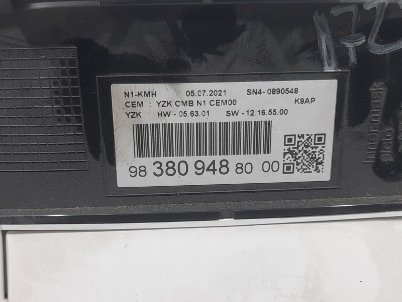 Recambio de cuadro instrumentos para peugeot partner furgoneta/monovolumen (k9) 1.5 bluehdi 100 referencia OEM IAM 9838094880  