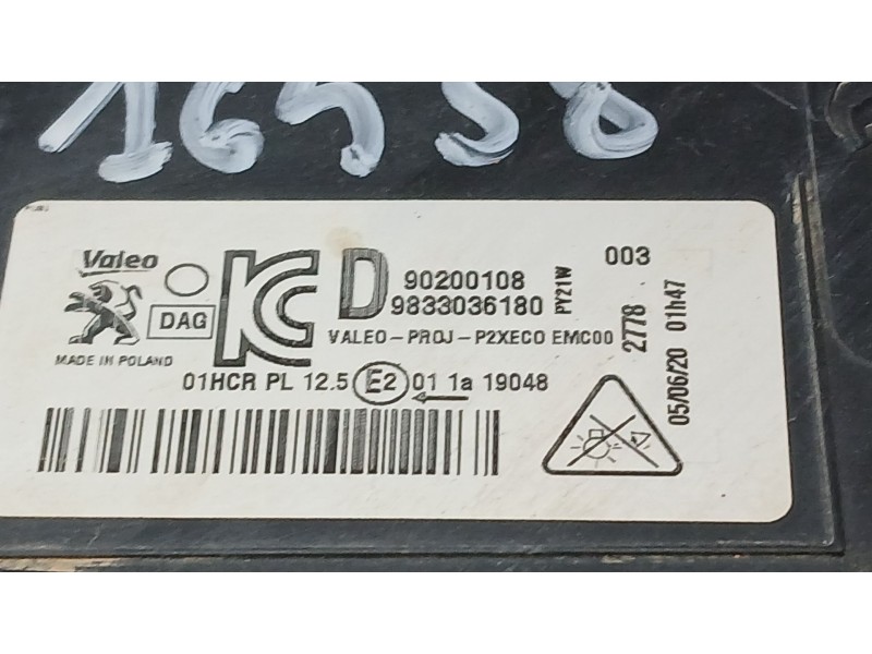 Recambio de faro derecho para peugeot 208 ii (ub_, up_, uw_, uj_) 1.2 puretech 100 referencia OEM IAM 9833036180 ROZADO VALEO 90