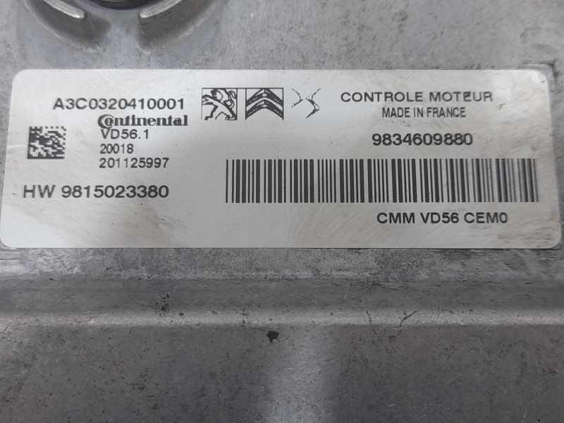 Recambio de centralita motor uce para opel corsa f (p2jo) 1.2 (68) referencia OEM IAM 9834609880 A3C0320410001 CONTINENTAL