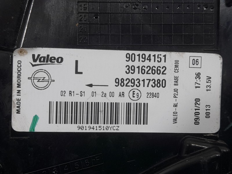 Recambio de piloto trasero izquierdo exterior para opel corsa f (p2jo) 1.2 (68) referencia OEM IAM 9829317380 9194151 VALEO