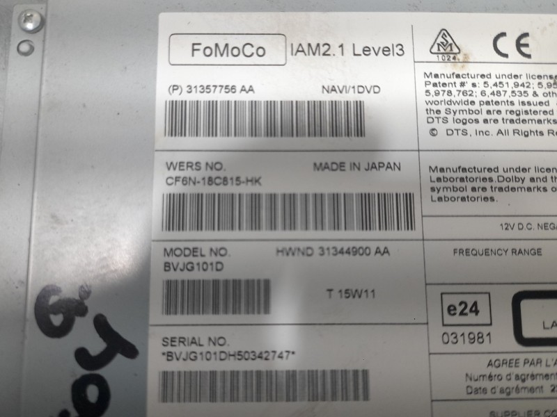 Recambio de sistema audio / radio cd para jaguar xf 2.2 diesel referencia OEM IAM CF6N18C815HK  