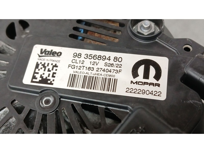 Recambio de alternador para peugeot 208 (p2) allure referencia OEM IAM 9835689480 VALEO FG12T163