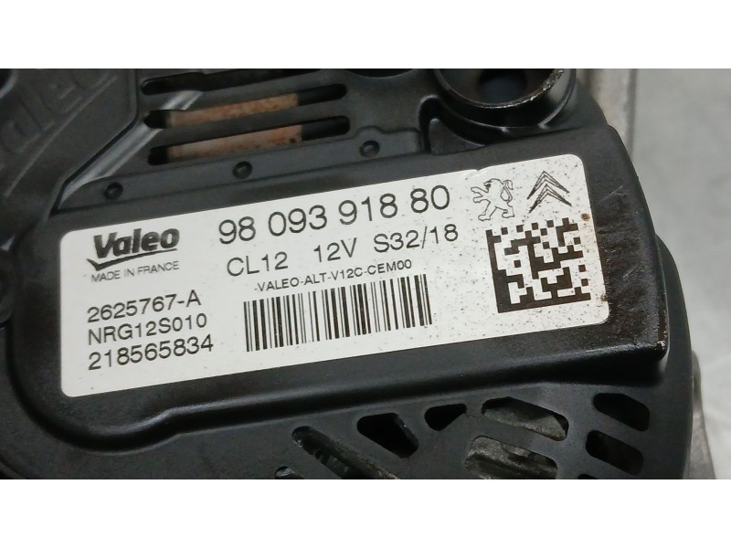 Recambio de alternador para peugeot 308 allure referencia OEM IAM 9809391880 VALEO 2625767A