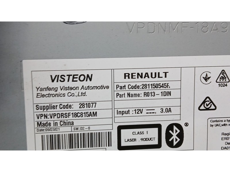 Recambio de sistema audio / radio cd para nissan nv250 furgoneta (x61) dci 80 referencia OEM IAM 281150545R VISTEON 281077