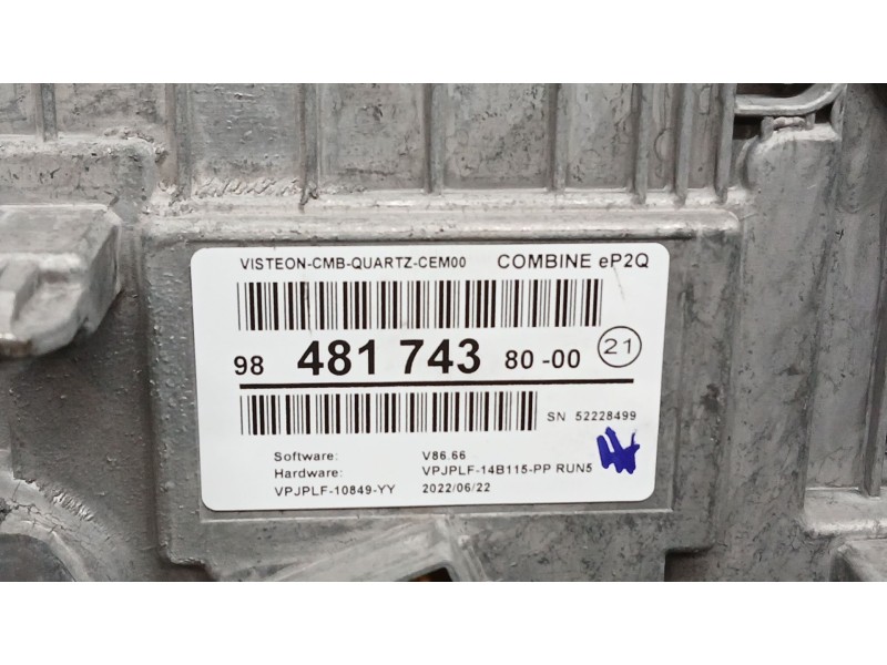 Recambio de cuadro instrumentos para peugeot 208 (p2) allure referencia OEM IAM 9848174380 DIGITAL VISTEON SN52228499