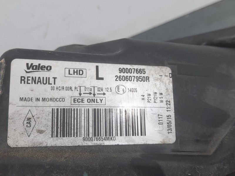 Recambio de faro izquierdo para dacia dokker furgoneta/monovolumen 1.5 dci (feaj) referencia OEM IAM 260607950R 90007665 VALEO
