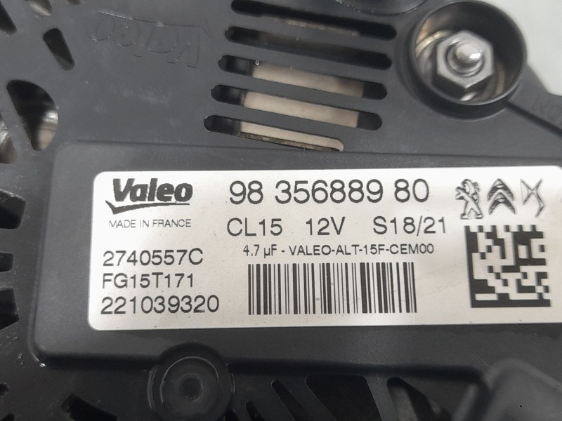 Recambio de alternador para peugeot 2008 ii (ud_, us_, uy_, uj_, ur_, uc_) 1.2 puretech 130 referencia OEM IAM 9835688980 274055