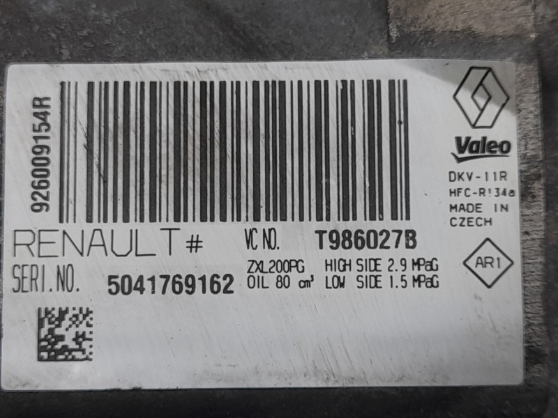 Recambio de compresor aire acondicionado para dacia dokker furgoneta/monovolumen 1.5 dci (feaj) referencia OEM IAM 926009154R T9