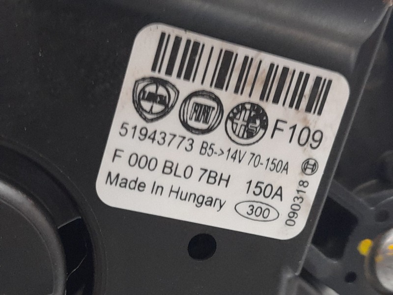 Recambio de alternador para jeep renegade sport fwd referencia OEM IAM 51943773 BOSCH F000BL07BH