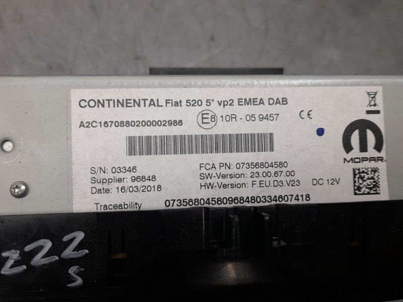 Recambio de sistema audio / radio para jeep renegade sport fwd referencia OEM IAM 07356804580  