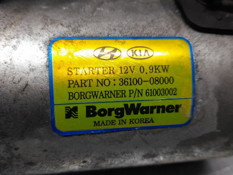 Recambio de motor arranque para hyundai i20 n line referencia OEM IAM 3610008000 BORGWARNER 