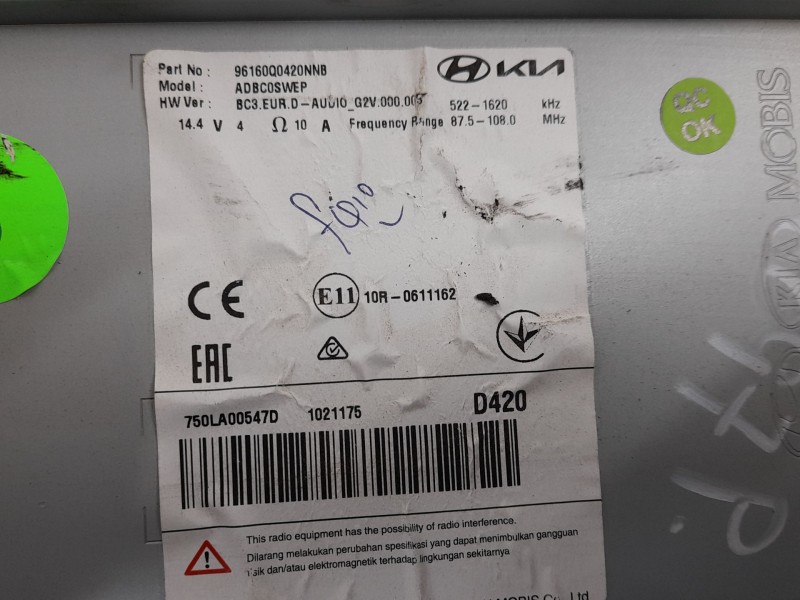 Recambio de sistema navegacion gps para hyundai i20 n line referencia OEM IAM 96160Q0420NNB  