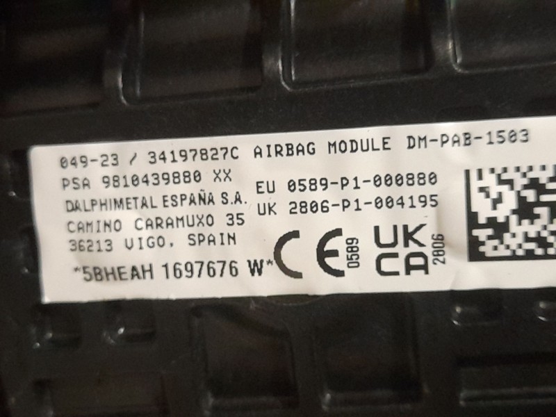 Recambio de kit airbag para peugeot 3008 ii suv (mc_, mr_, mj_, m4_) 1.5 bluehdi 130 referencia OEM IAM 98105497ZD C/SALPICADERO