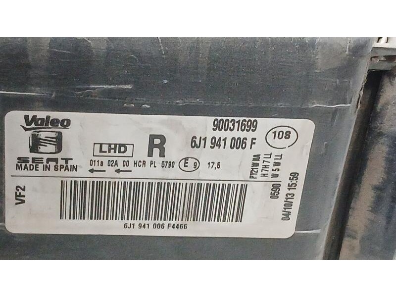 Recambio de faro derecho para seat ibiza (6j5) style tech referencia OEM IAM 6J1941006F VALEO 90031699