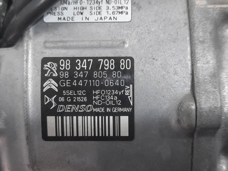 Recambio de compresor aire acondicionado para peugeot 2008 (p1) allure referencia OEM IAM 9834779880  