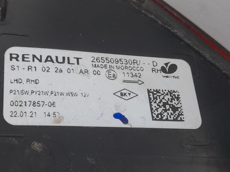 Recambio de piloto trasero derecho para dacia sandero essential referencia OEM IAM 265509530R  ROZADO