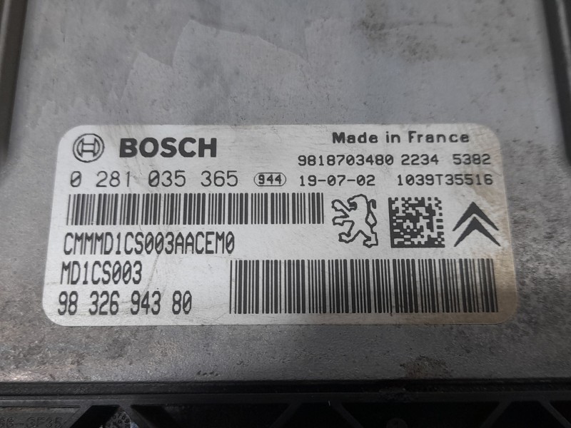 Recambio de centralita motor uce para opel combo furgoneta/monovolumen (k9) 1.5 d referencia OEM IAM 9832694380 0281035365 bosch
