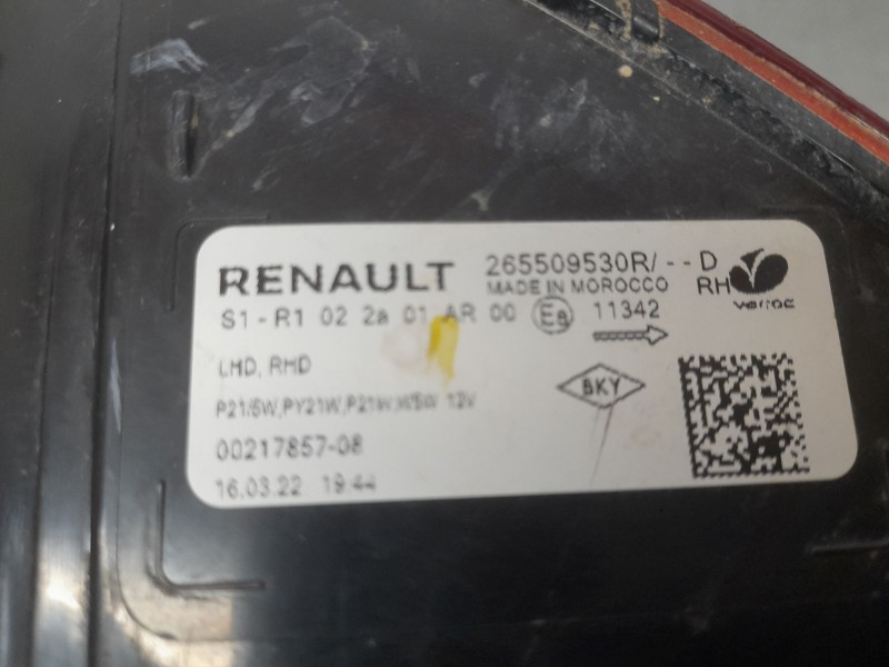 Recambio de piloto trasero derecho para dacia sandero iii 1.0 tce 90 referencia OEM IAM 265509530R  