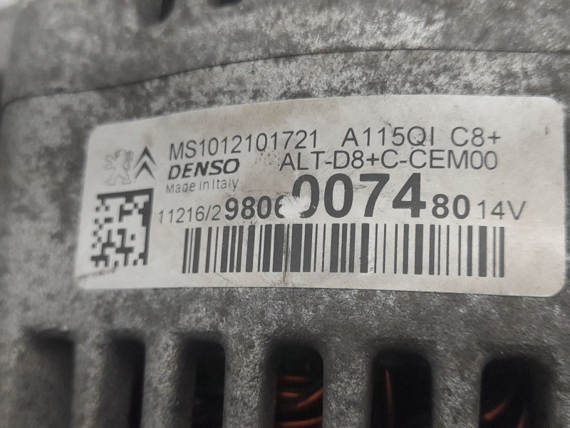 Recambio de alternador para peugeot 208 style referencia OEM IAM 9806007480 MS1012101721 DENSO