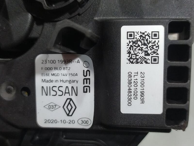 Recambio de alternador para dacia duster ii prestige referencia OEM IAM 231001993R NISSAN TL1201020