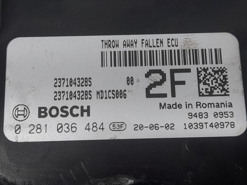 Recambio de centralita motor uce para renault kadjar (ha_, hl_) 1.5 blue dci 115 referencia OEM IAM 237104328S 0281036484 BOSCH
