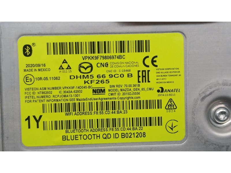 Recambio de modulo electronico para mazda 2 hatchback (dl, dj) 1.5 skyactiv-g referencia OEM IAM   