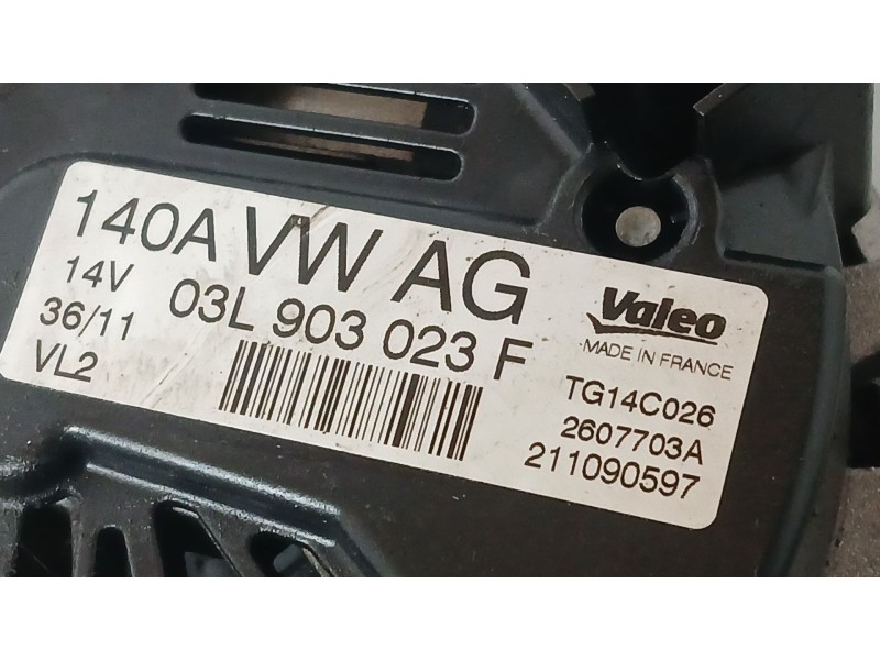 Recambio de alternador para volkswagen polo v (6r1, 6c1) 1.6 tdi referencia OEM IAM 06F903023F 06F903023FX 